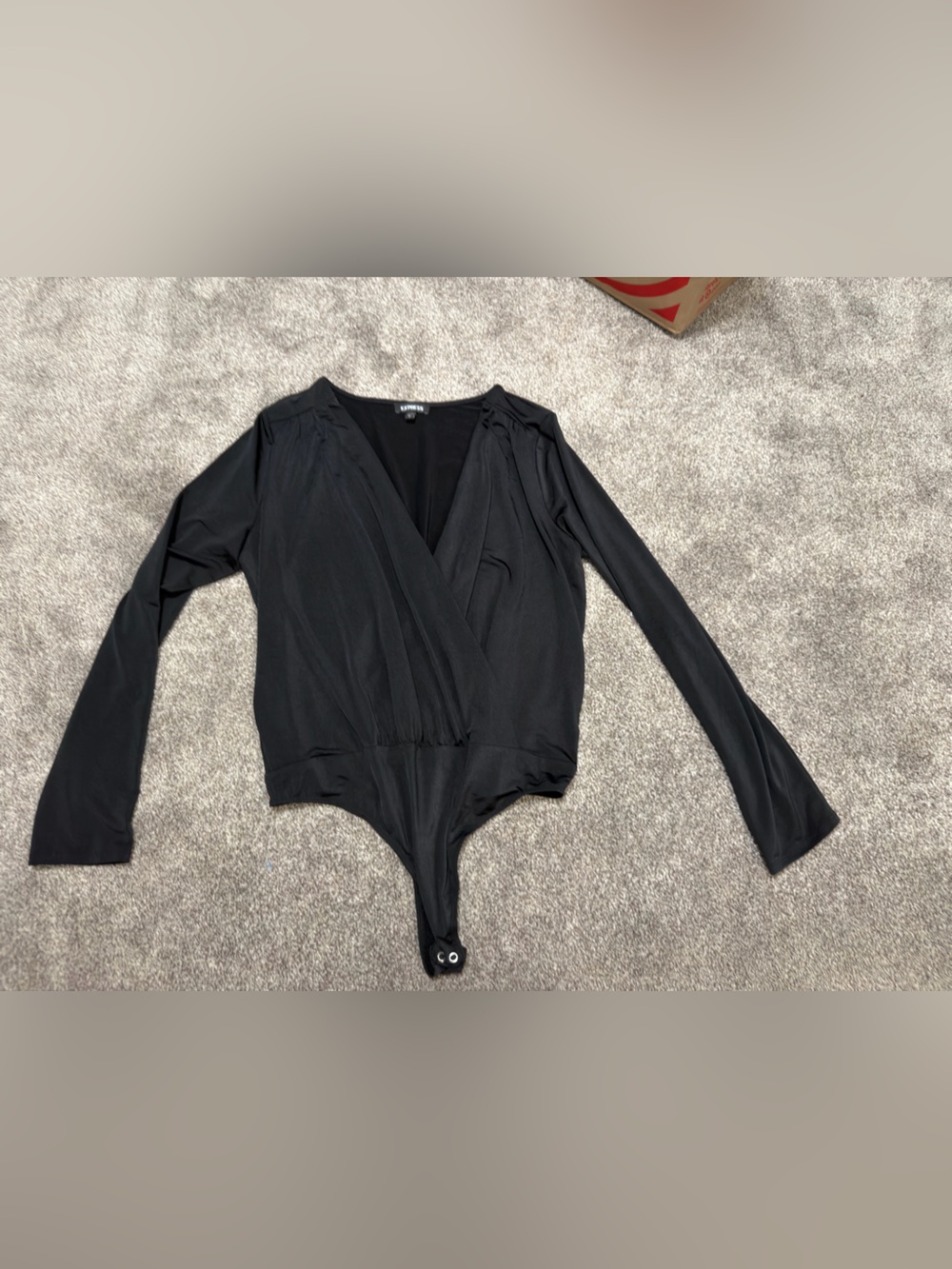 Express Black Long-Sleeve Draped Bodysuit